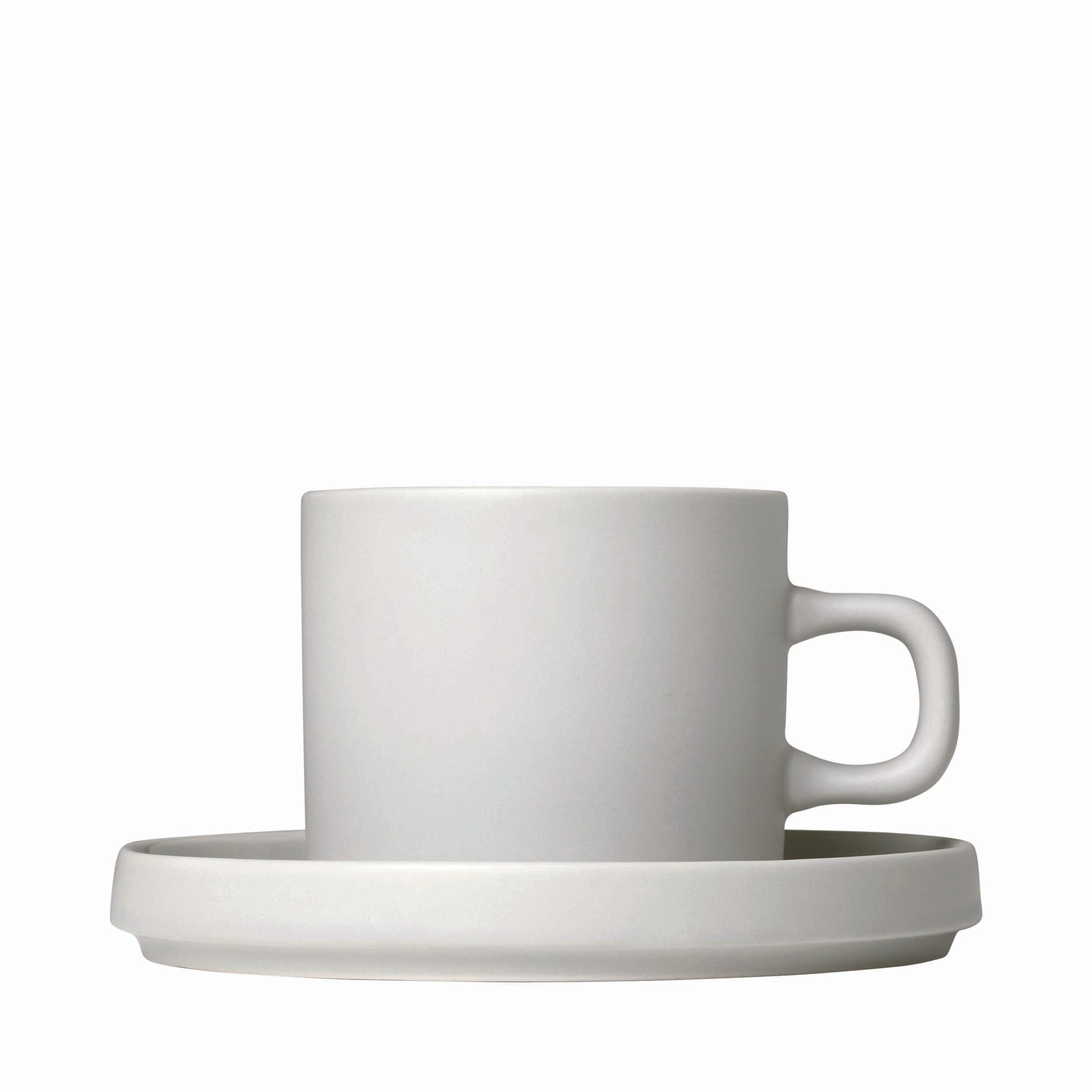 blomus PILAR Modern Stoneware Coffee Cups with Saucers - Dishware Coffee Accessory Set of 2