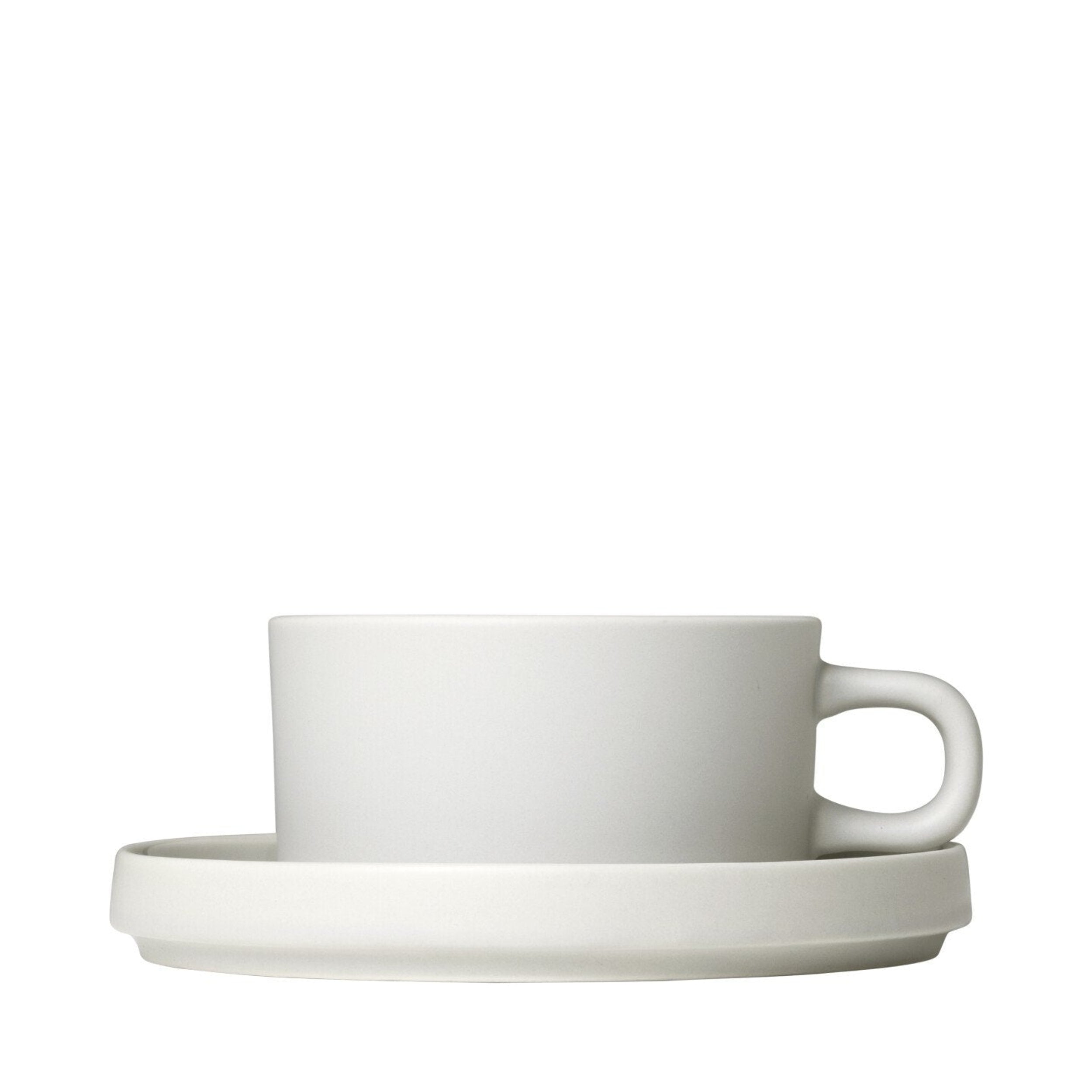 blomus PILAR Modern Stoneware Tea Cups with Saucers - Dishware Tea Service Set of 2