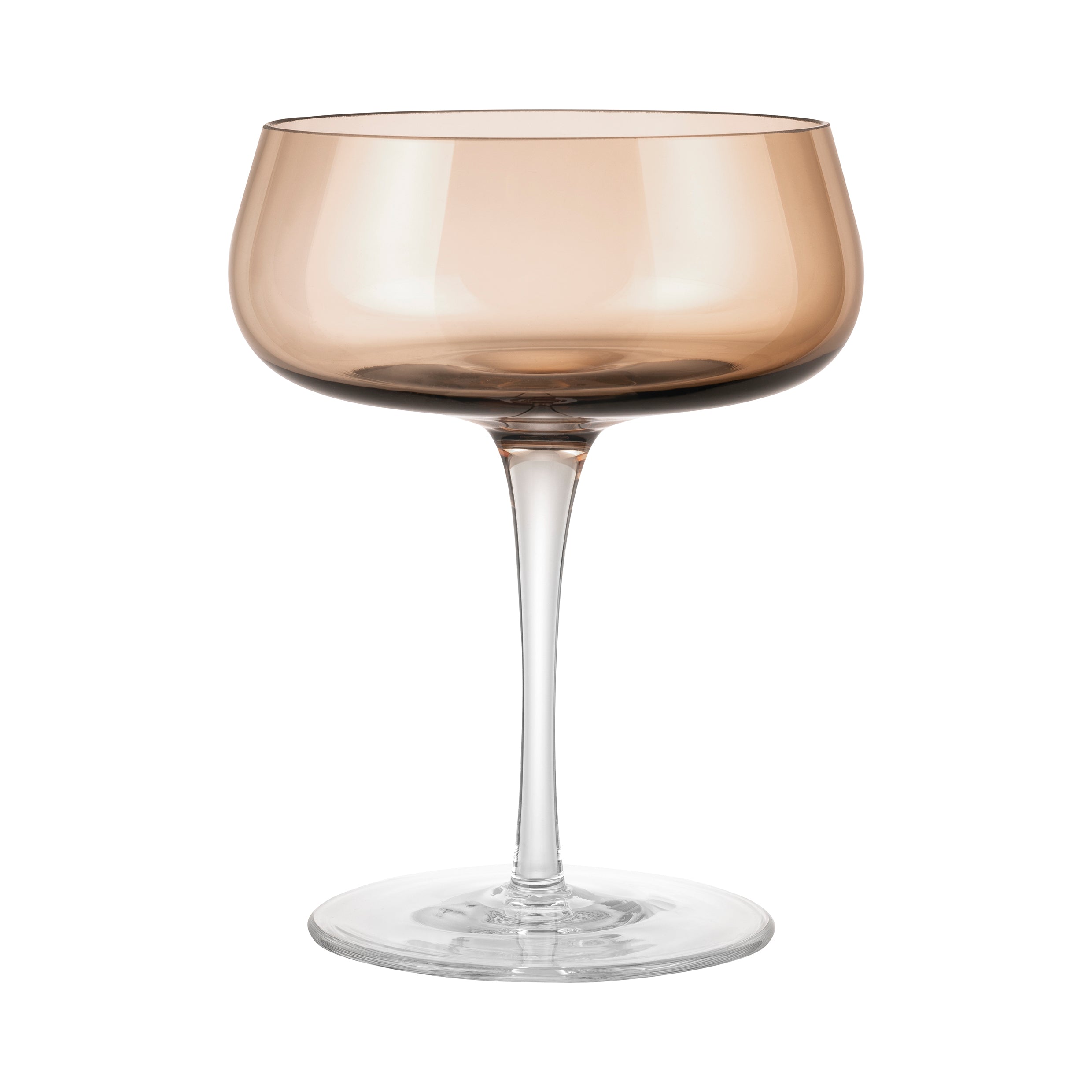 blomus BELO Hand Blown Champagne  Saucer - Colored Glass Tapered Tulip Shape Coupe Stemware - 2 pieces