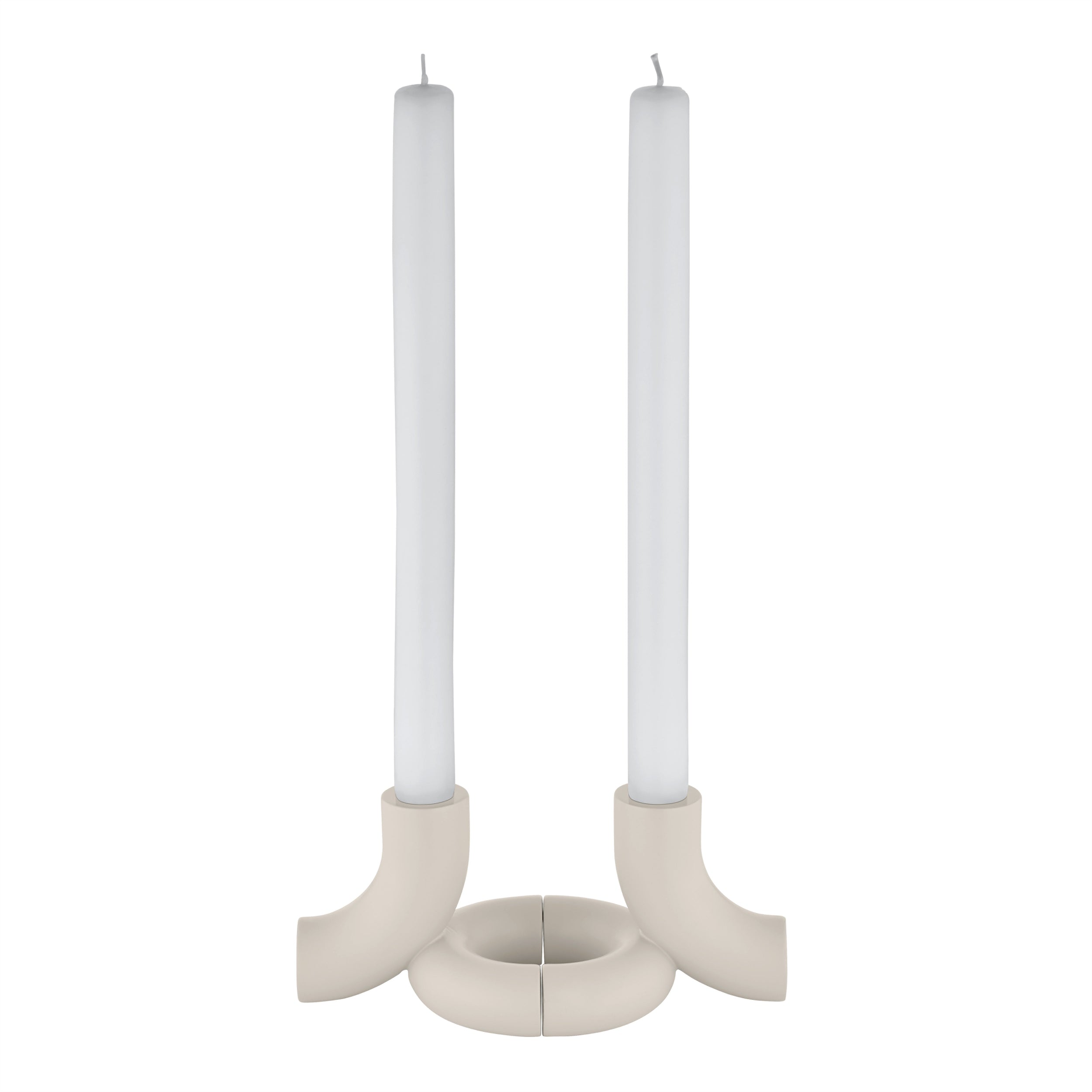DOODLE Candle Holder Set placed together with candles.