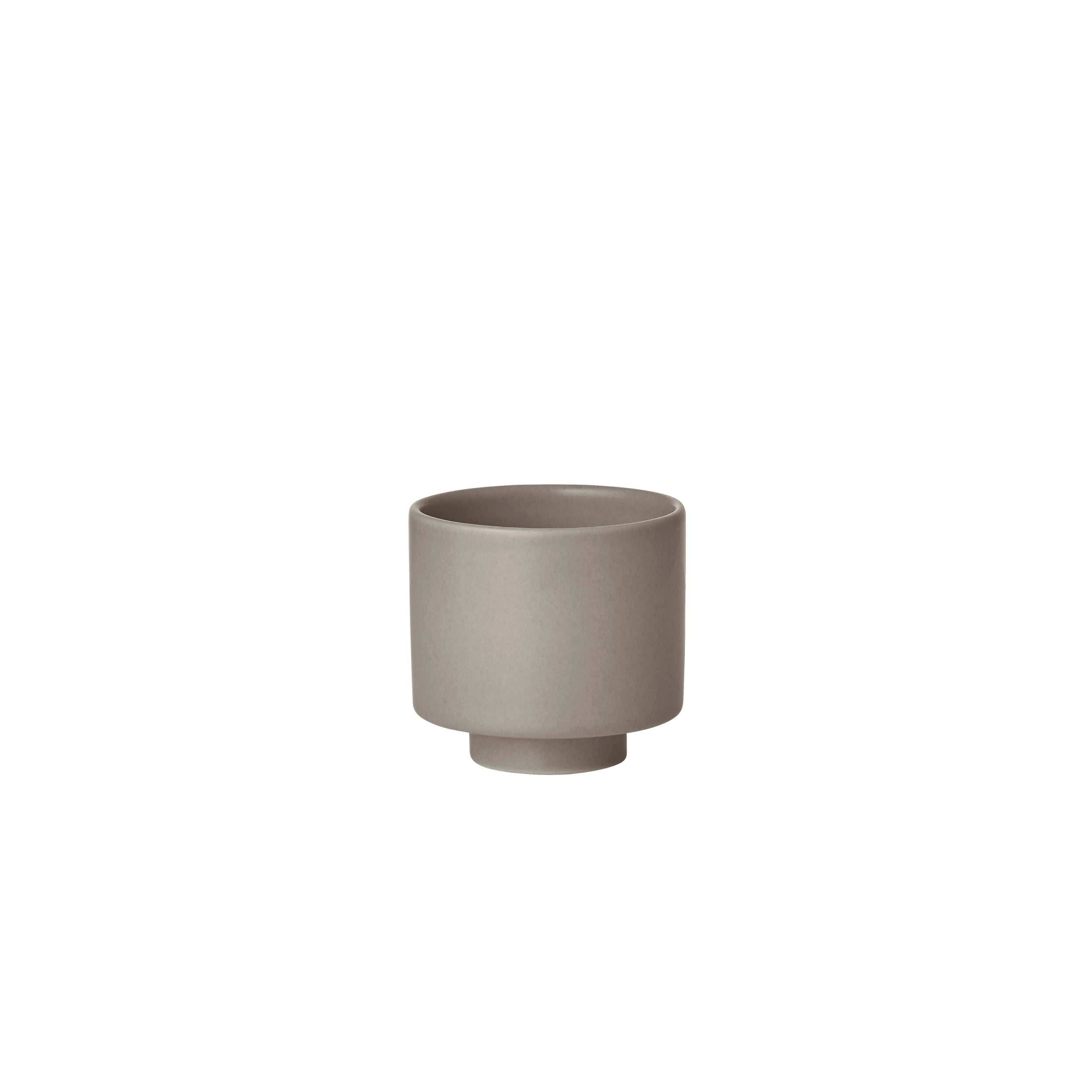 Gray ceramic cup on a white background