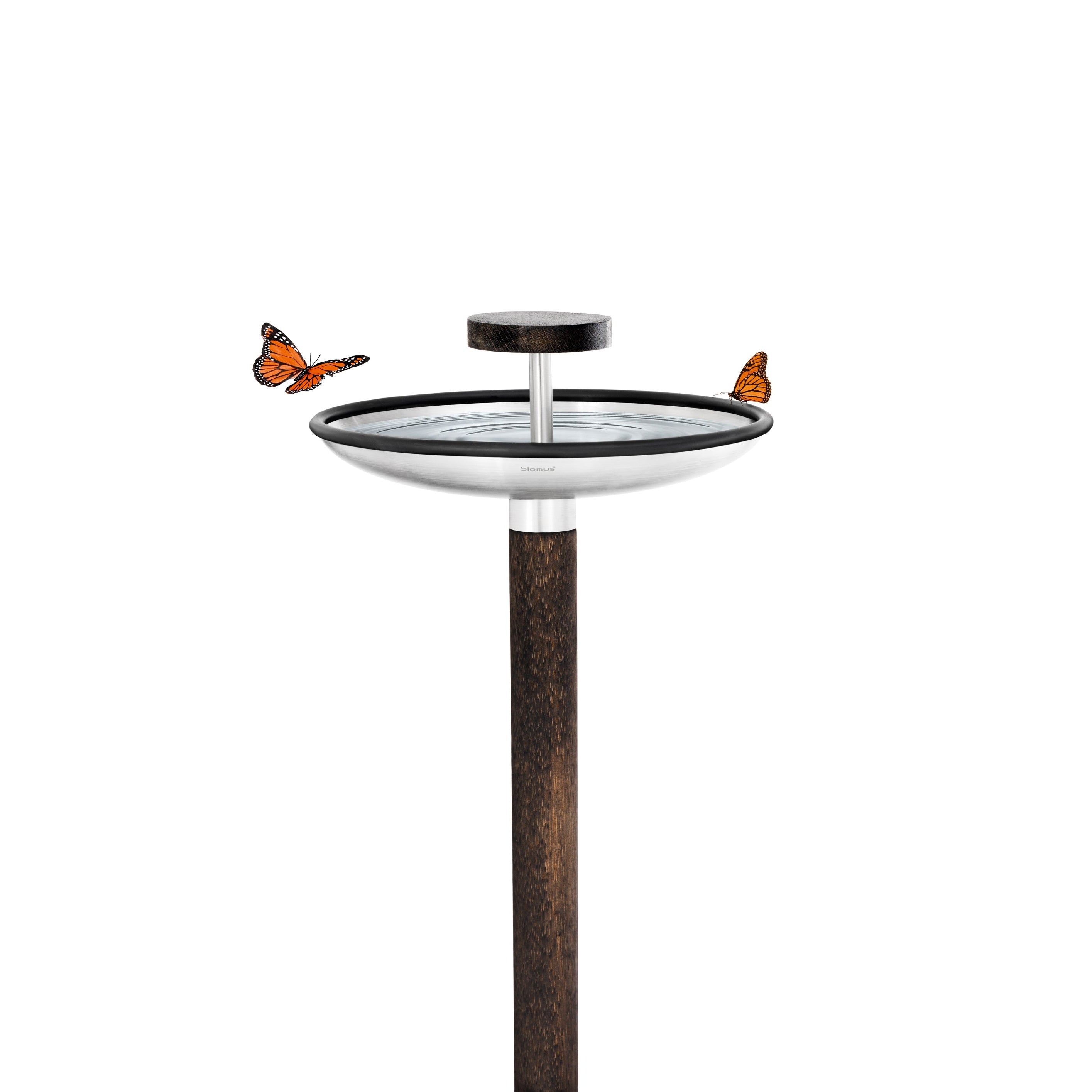 blomus FEURA Stainless Steel Bird Feeder Bird Bath with Butterflies
