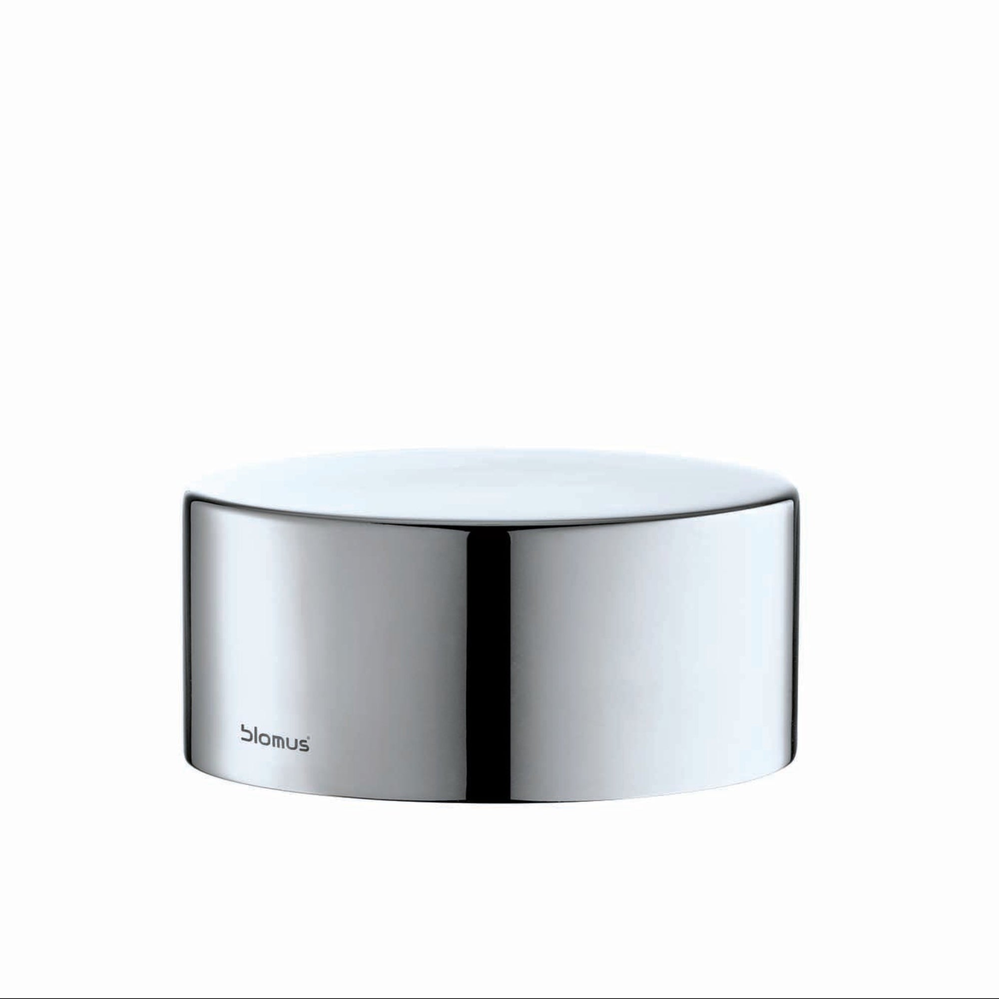 Silver cylindrical torch cap with 'Blomus' branding on a white background