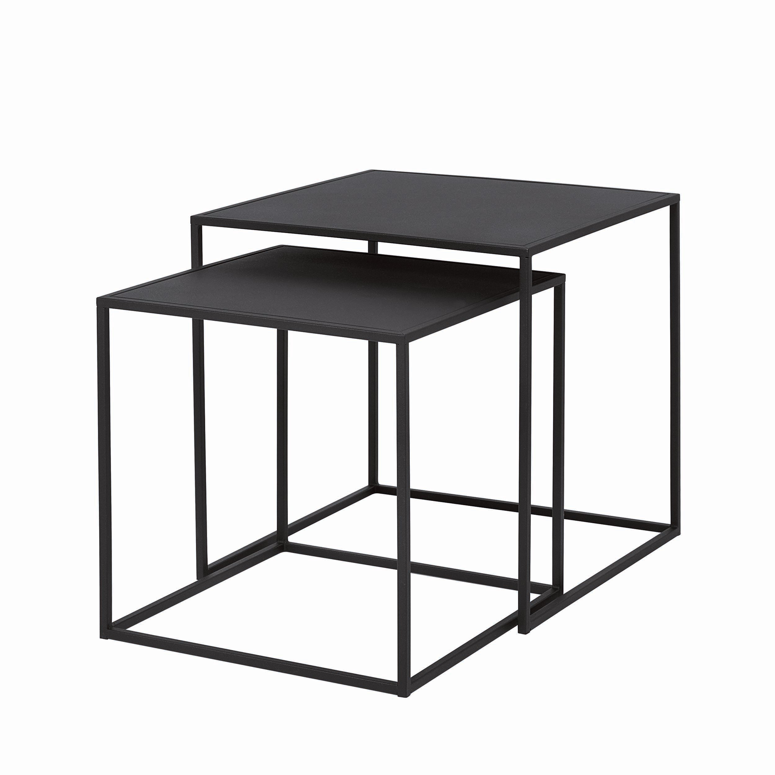 blomus FERA Modern Steel Nesting Tables - Square Geometric Industrial Style - Set of 2