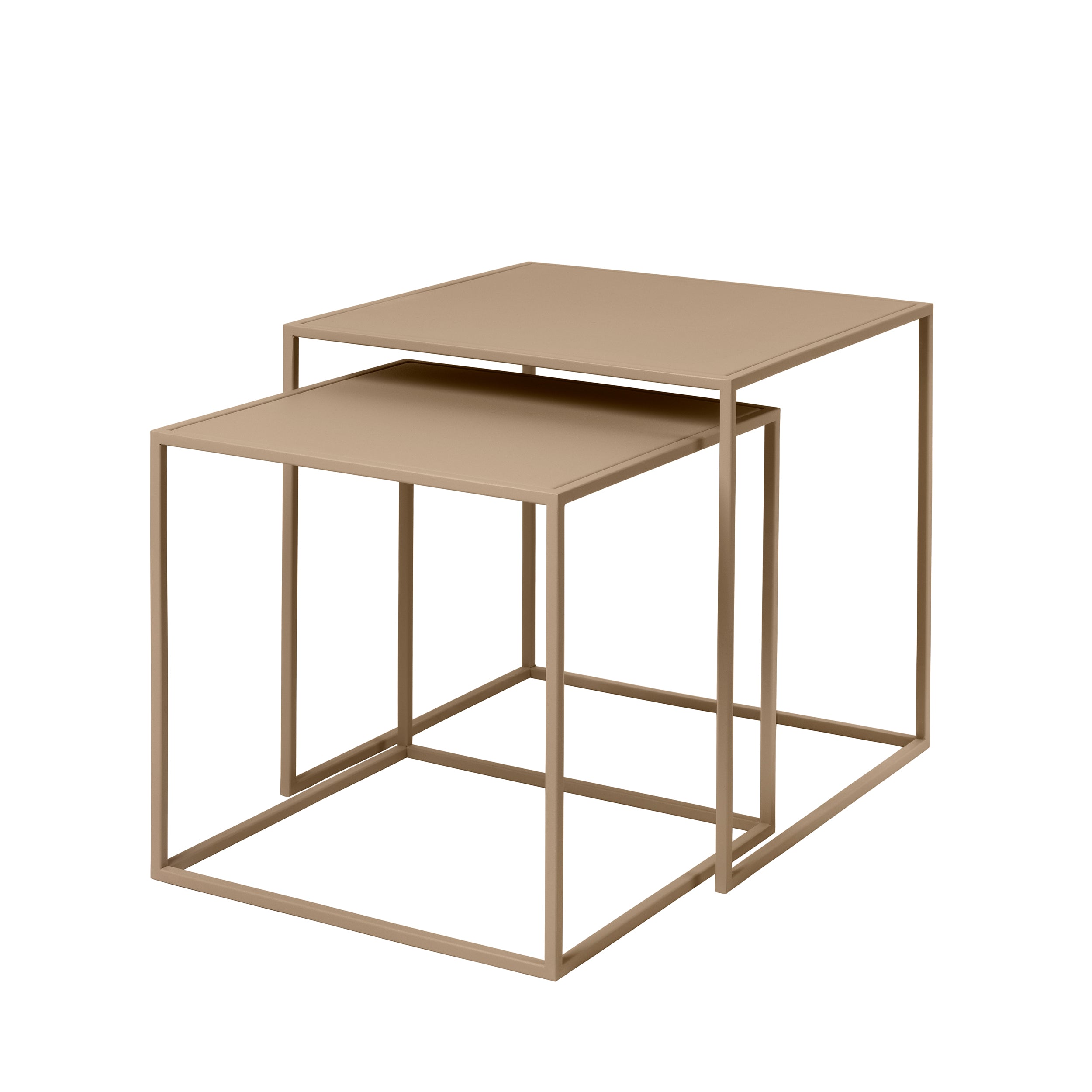blomus FERA Modern Steel Nesting Tables - Square Geometric Industrial Style - Set of 2