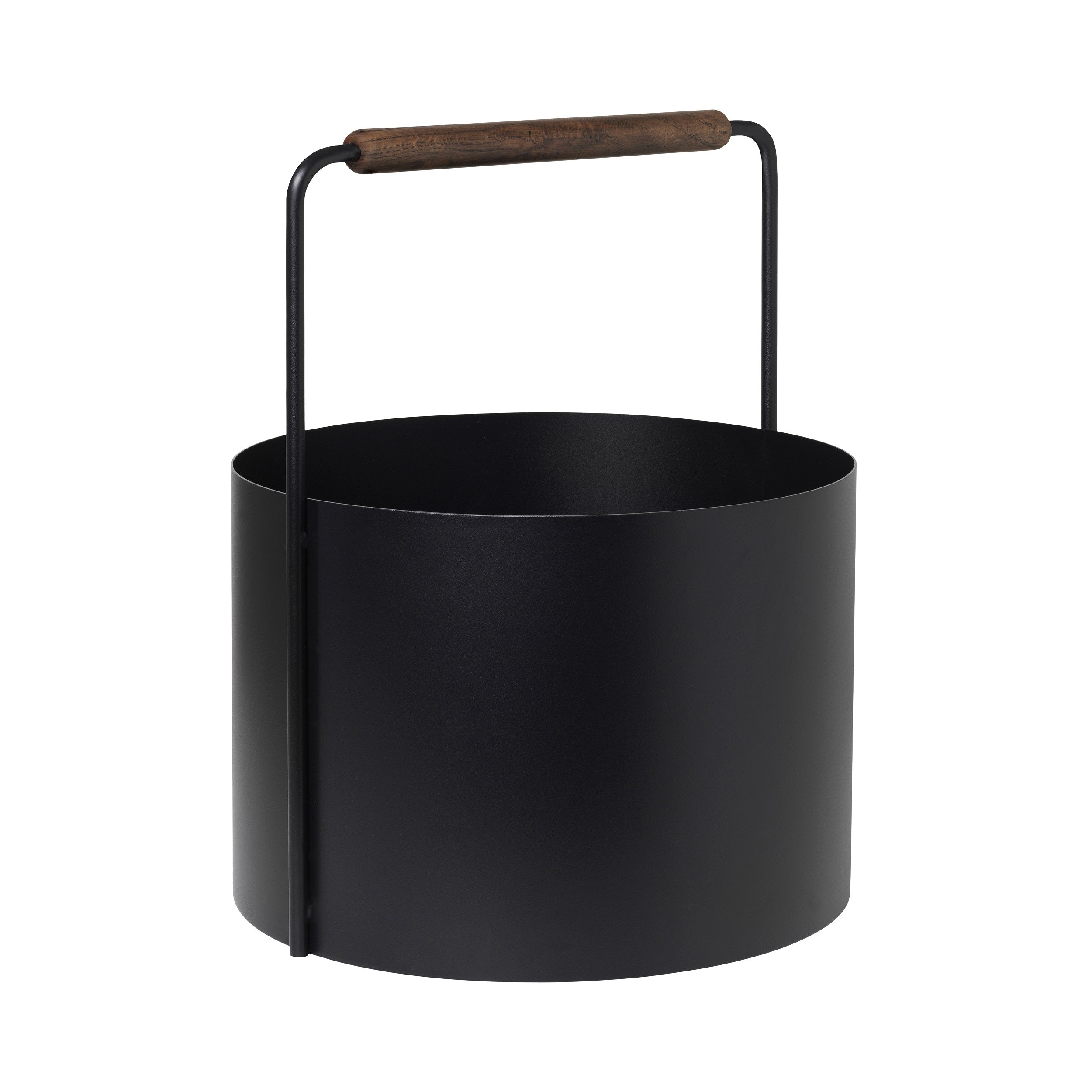 blomus ASHI Log Carrier with Oak Wood Handle - Modern Log Basket