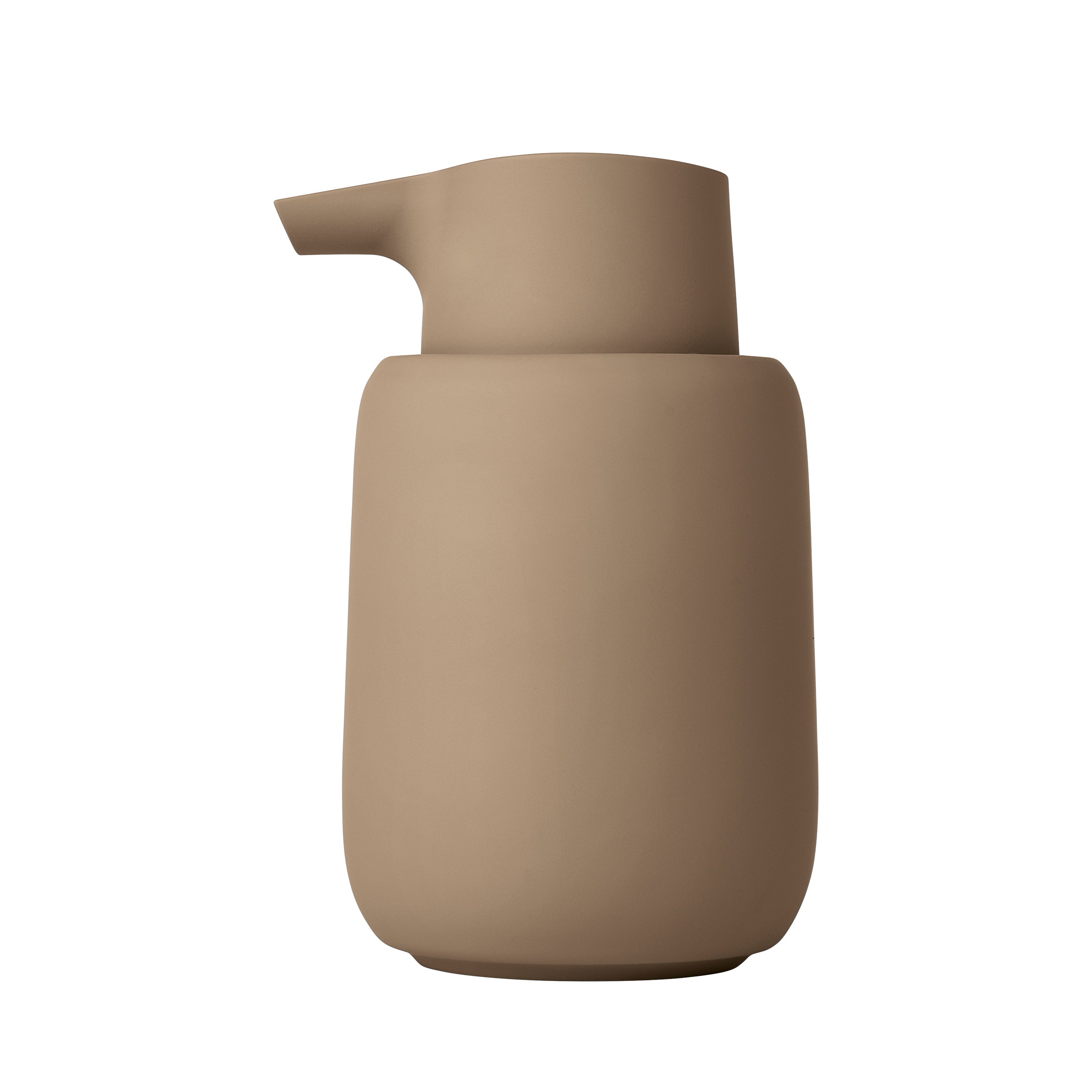 blomus SONO Bathroom Soap Dispenser - Ceramic Soft Touch Manual Soap Pump - Modern Design Tan