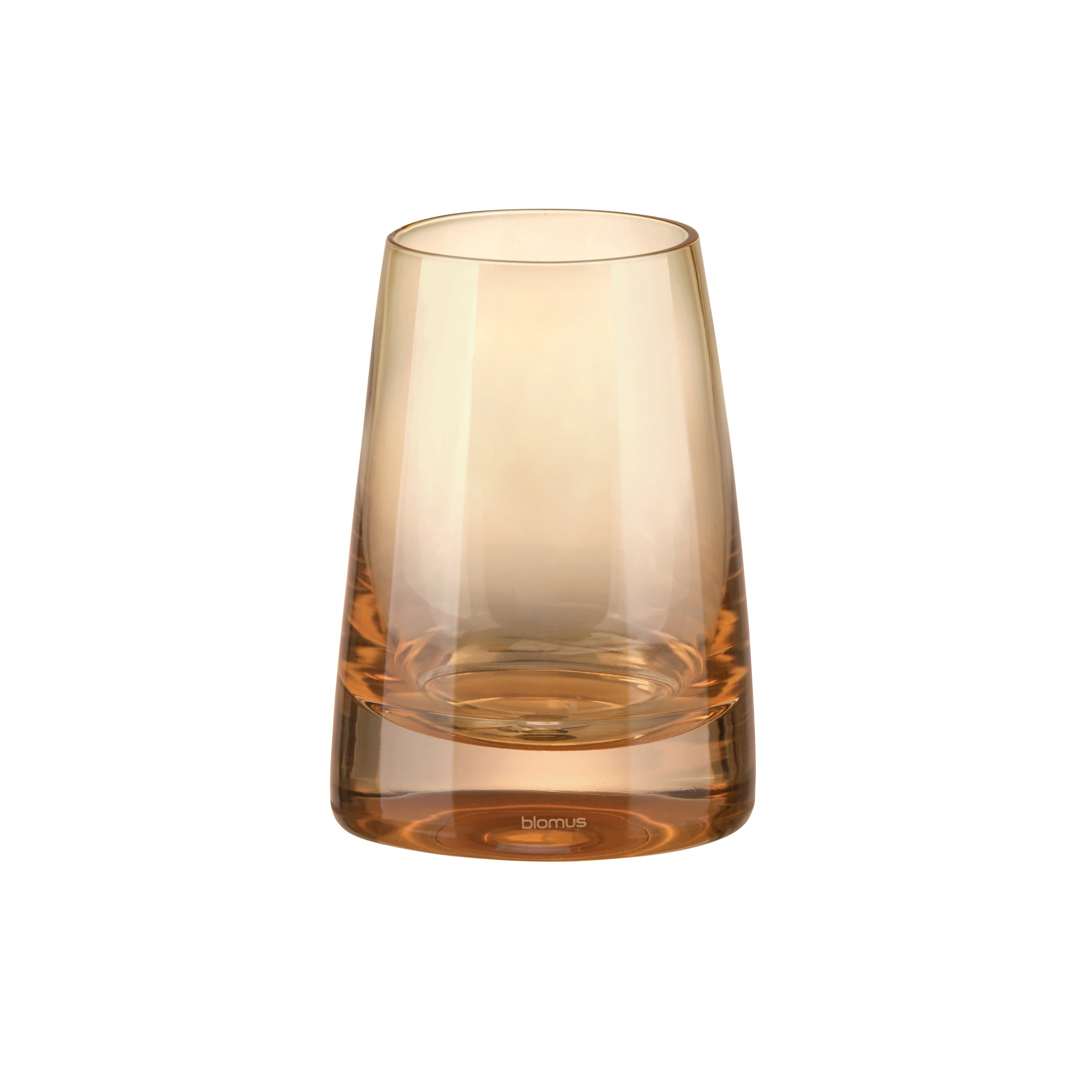 Amber glass tumbler on a white background