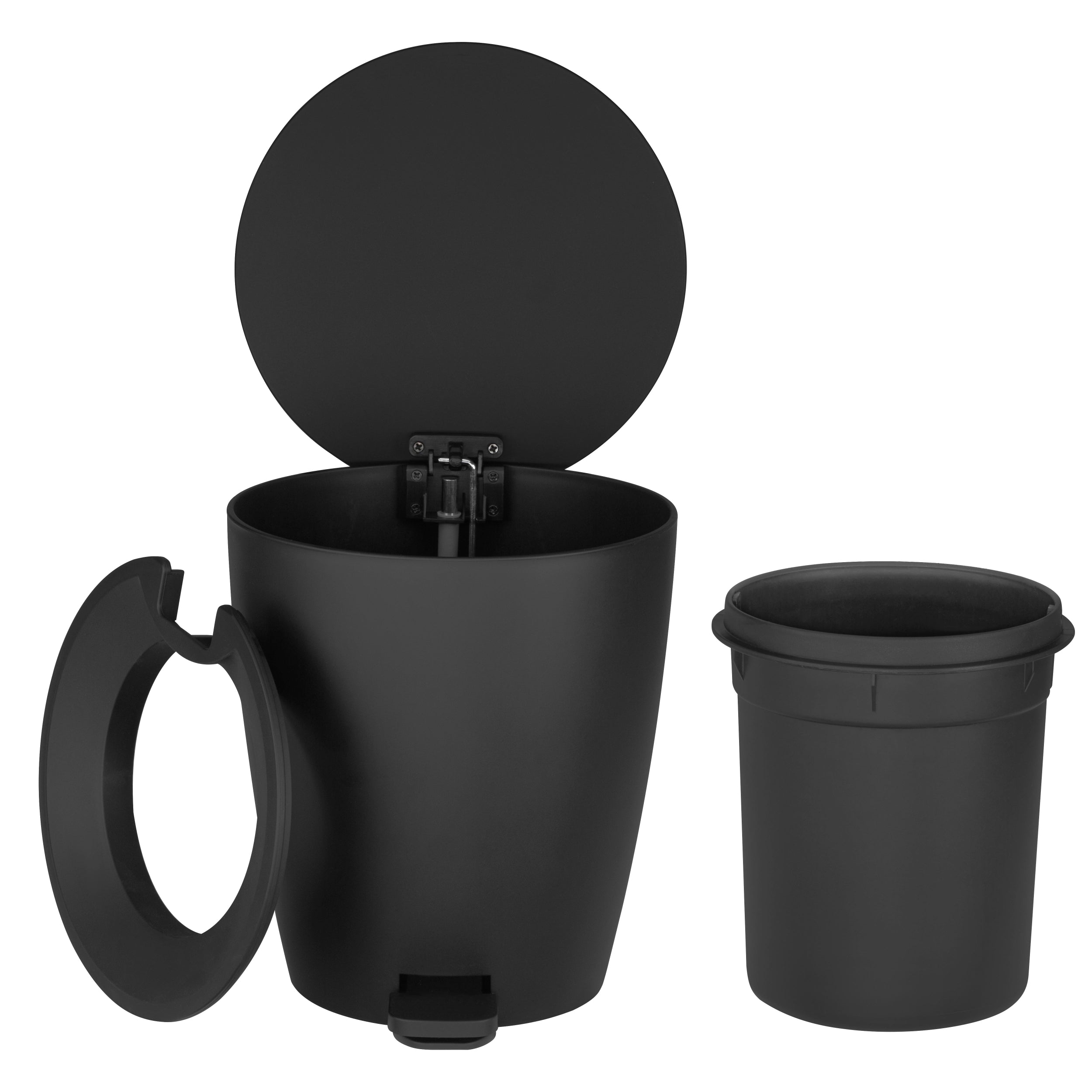 Black mug with a detachable lid on a white background