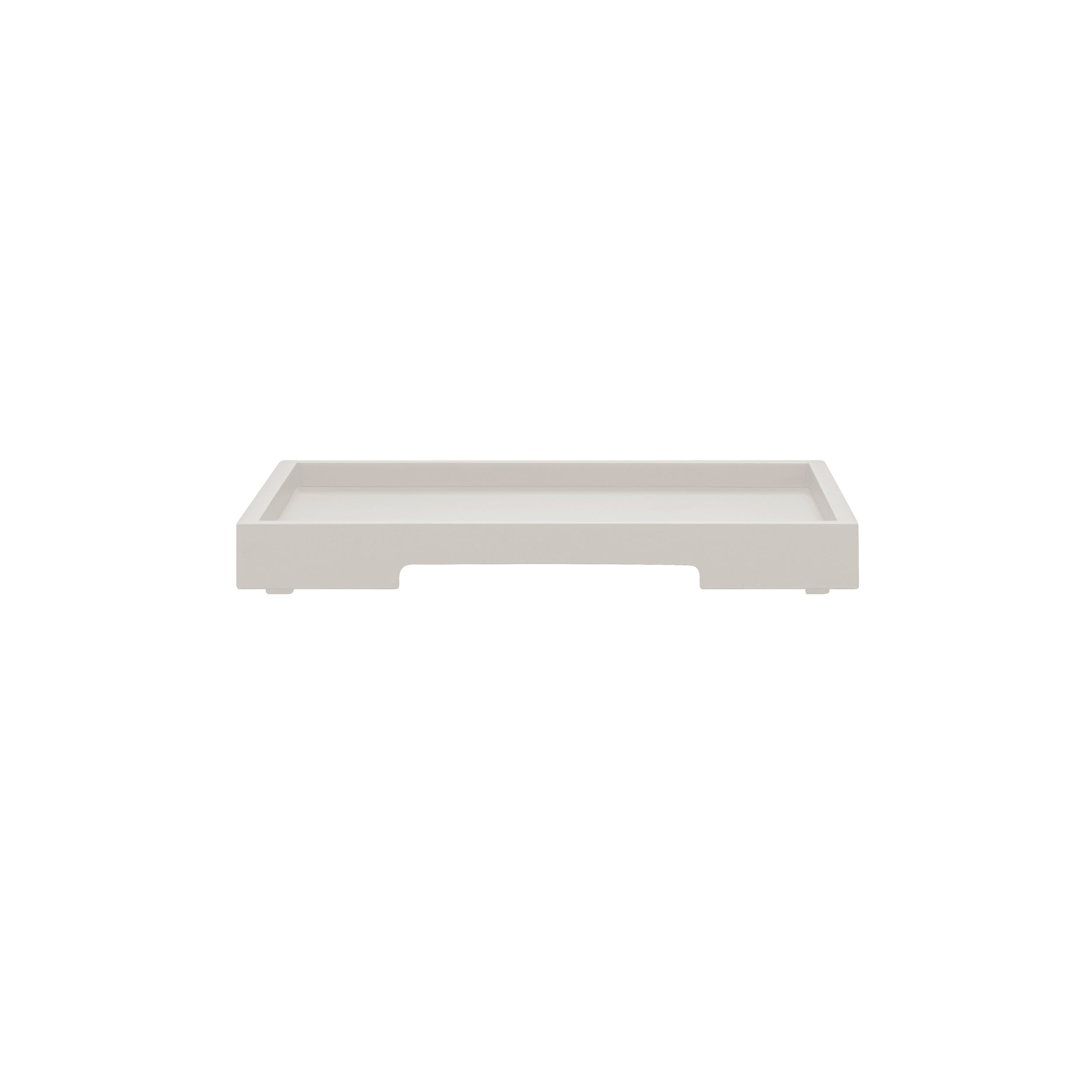 Rectangular white tray on a white background