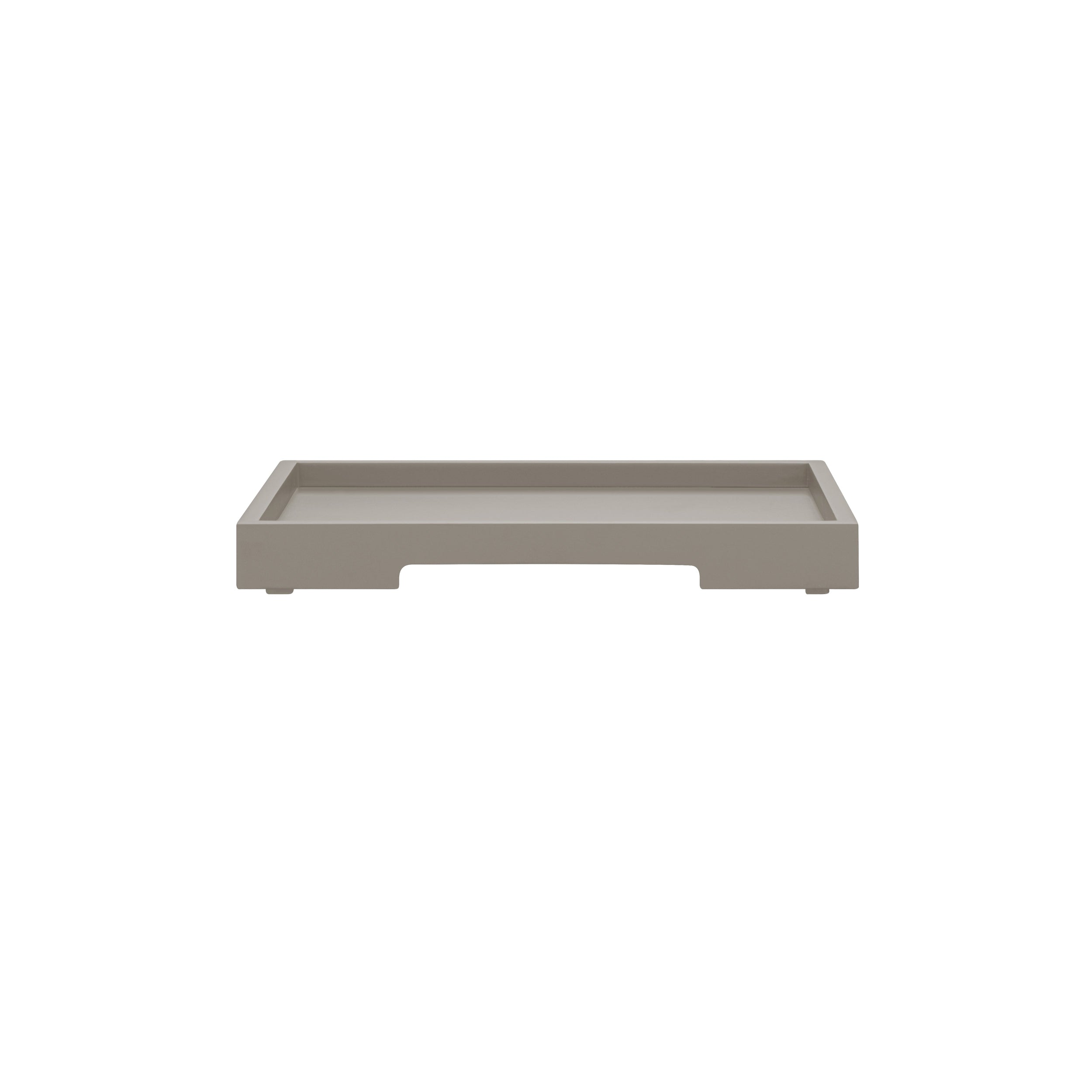 Rectangular gray tray on a white background