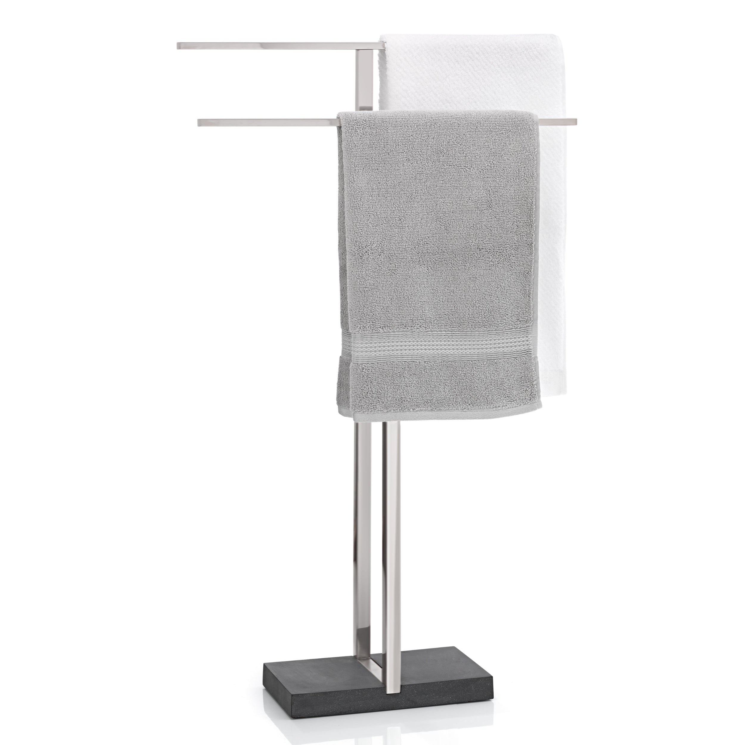 blomus MENOTO Modern Freestanding Towel Rack with Heavy Polystone Base - Brushed Stainless