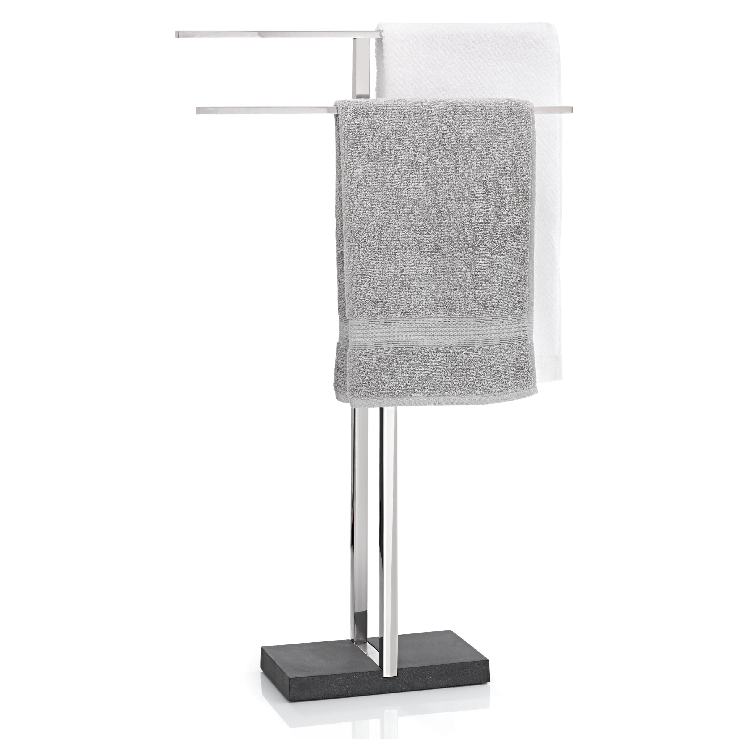 blomus MENOTO Modern Freestanding Towel Rack with Heavy Polystone Base - Polished Stainless