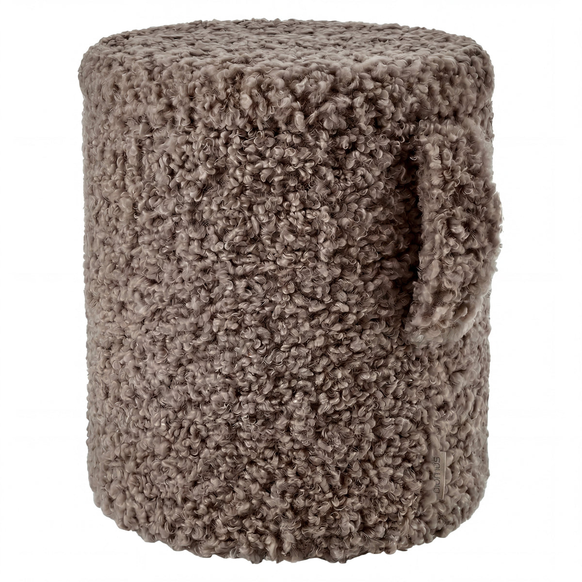 TEDDY  pouf or ottoman upholstered in a thick, textured Espresso Colored fabric, shown against a plain white background.