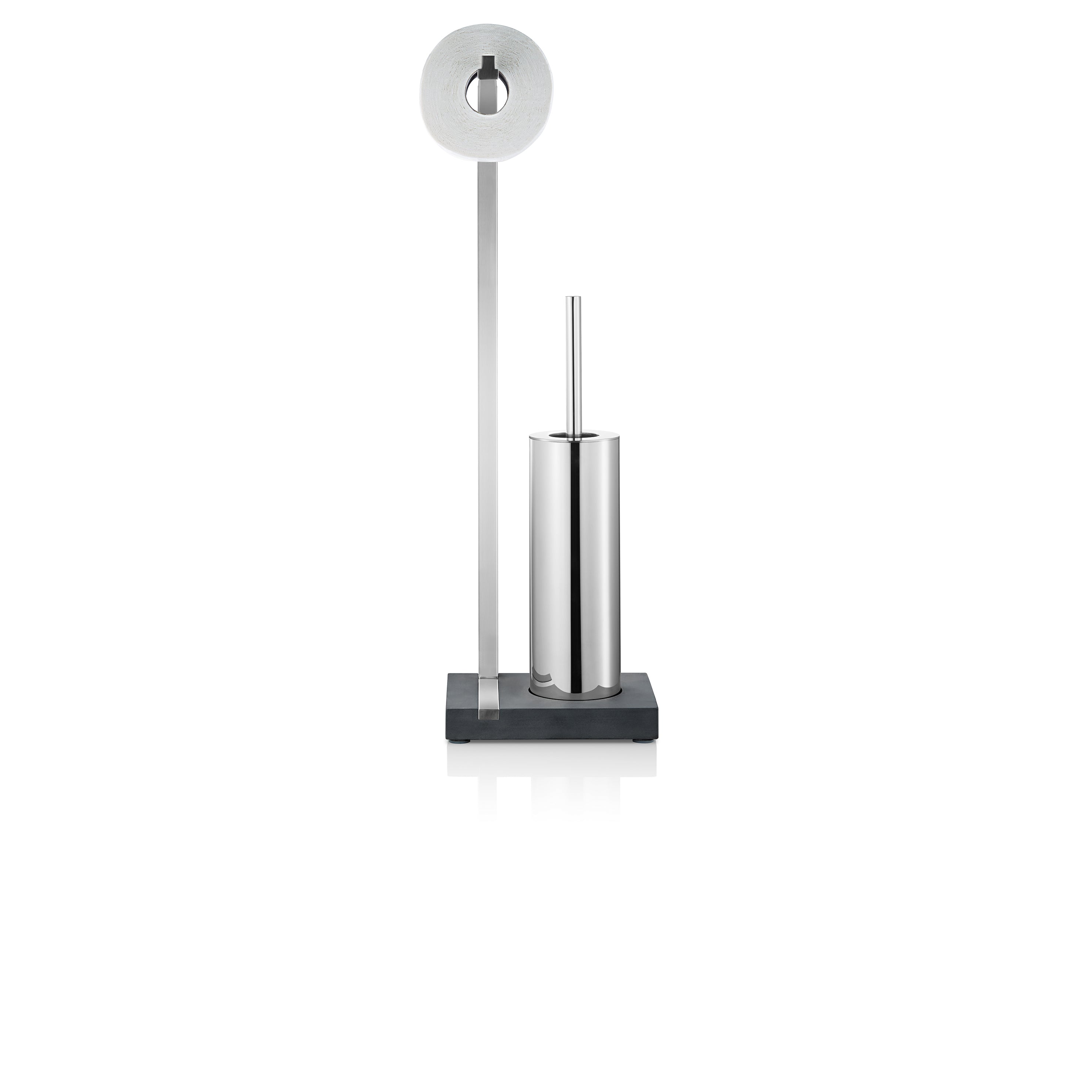 blomus MENOTO Freestanding Toilet Paper Holder with Toilet Brush and Holder - Polished Stainless