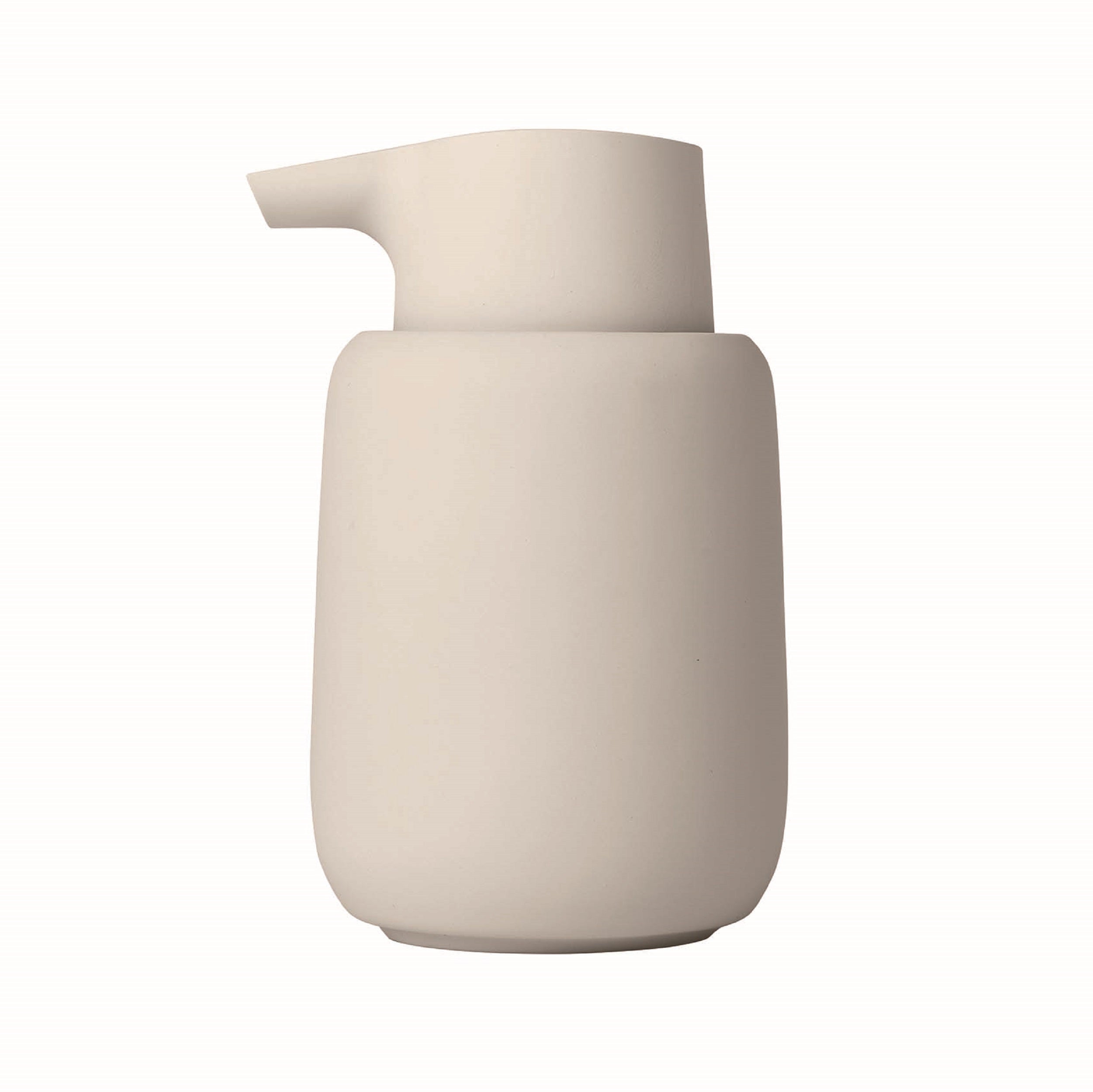 blomus SONO Bathroom Soap Dispenser - Ceramic Soft Touch Manual Soap Pump - Modern Design Moonbeam