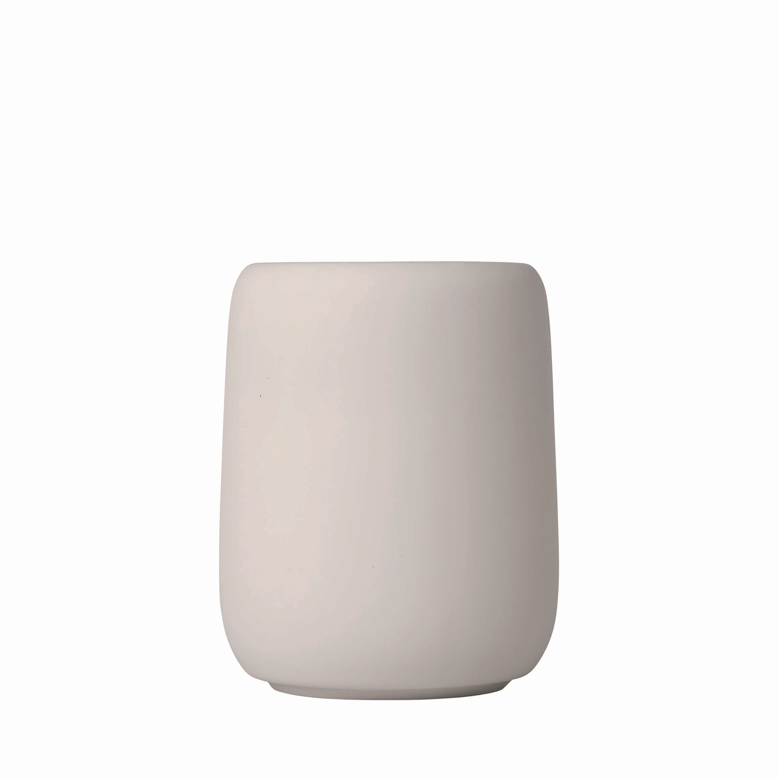 blomus SONO Modern Bathroom Countertop Tumbler and Toothbrush Holder Organizer - Ceramic Soft Touch Moonbeam