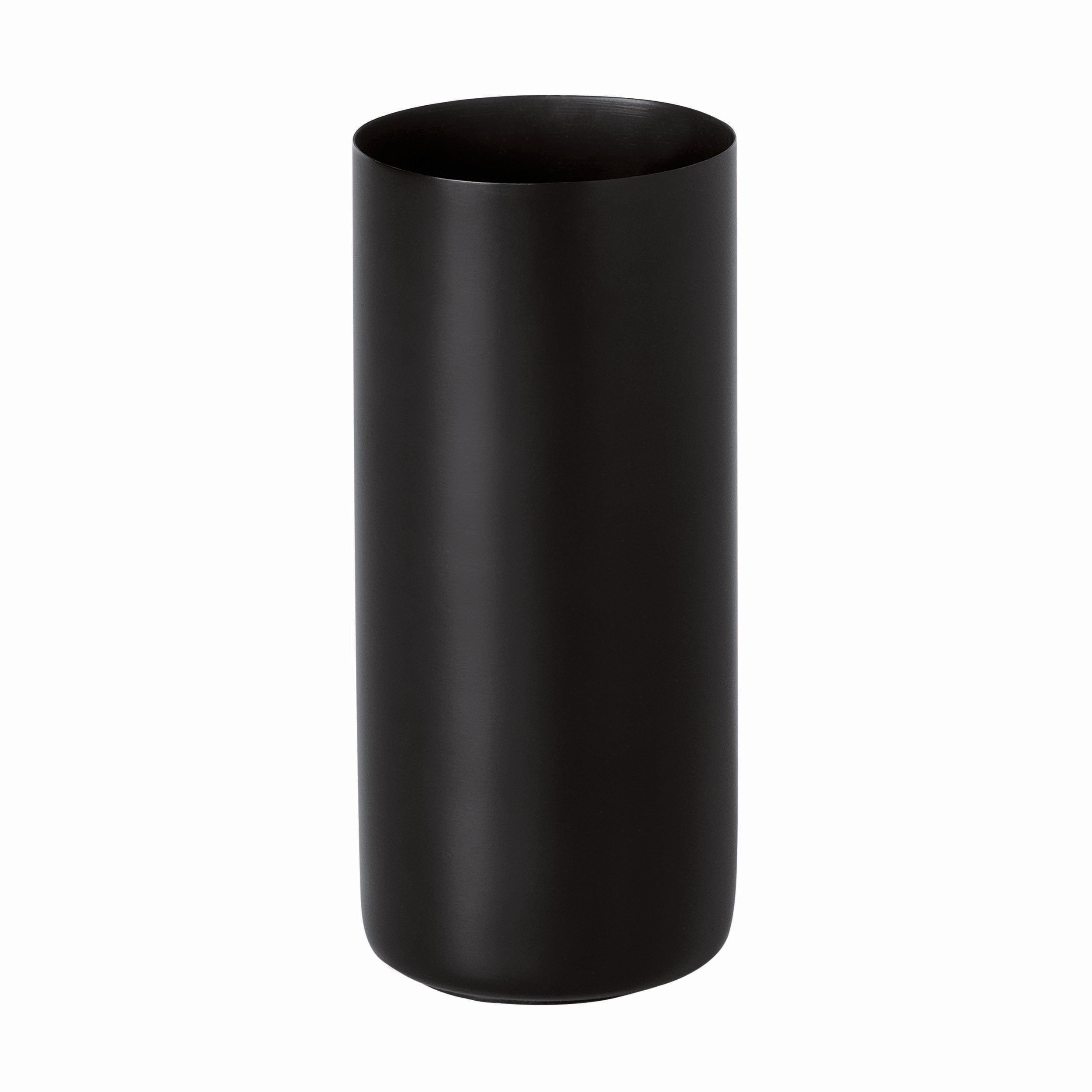 blomus MODO Ti-Coated Stainless Steel Bathroom Countertop Tumbler and Toothbrush Holder Organizer -Industrial Modern Décor Black