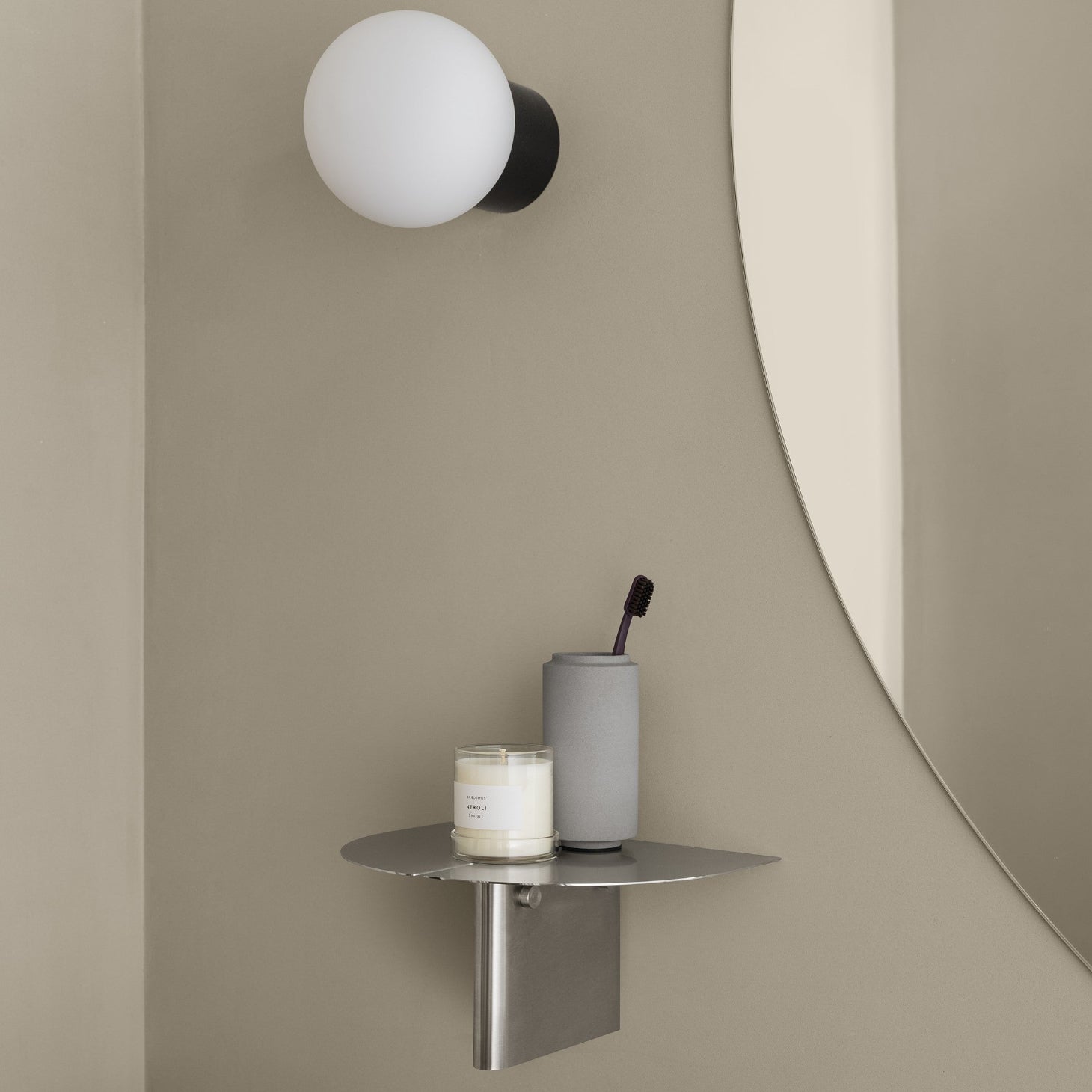 minimalist wall shelf in modern bathroom by blomus ORU