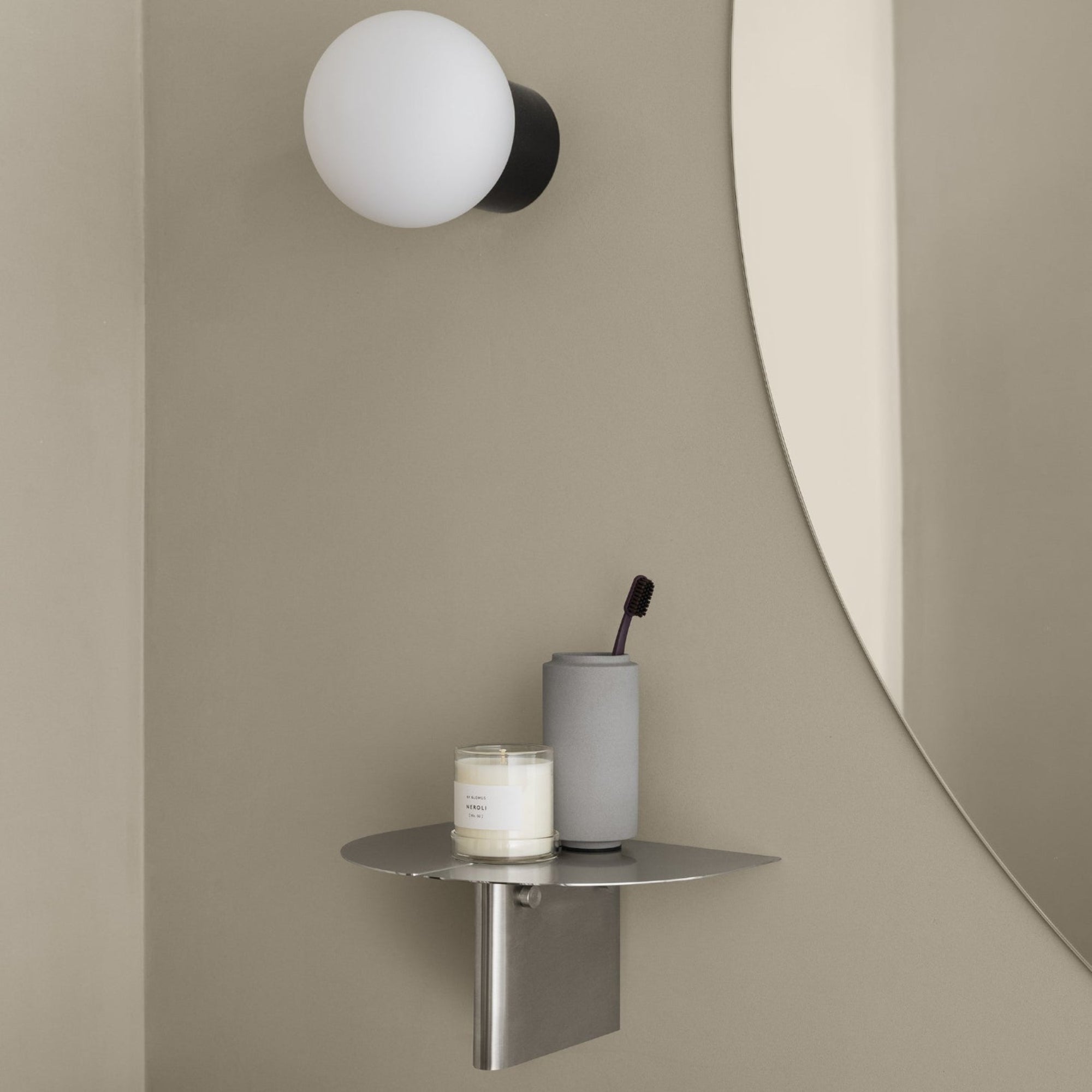 minimalist wall shelf in modern bathroom by blomus ORU