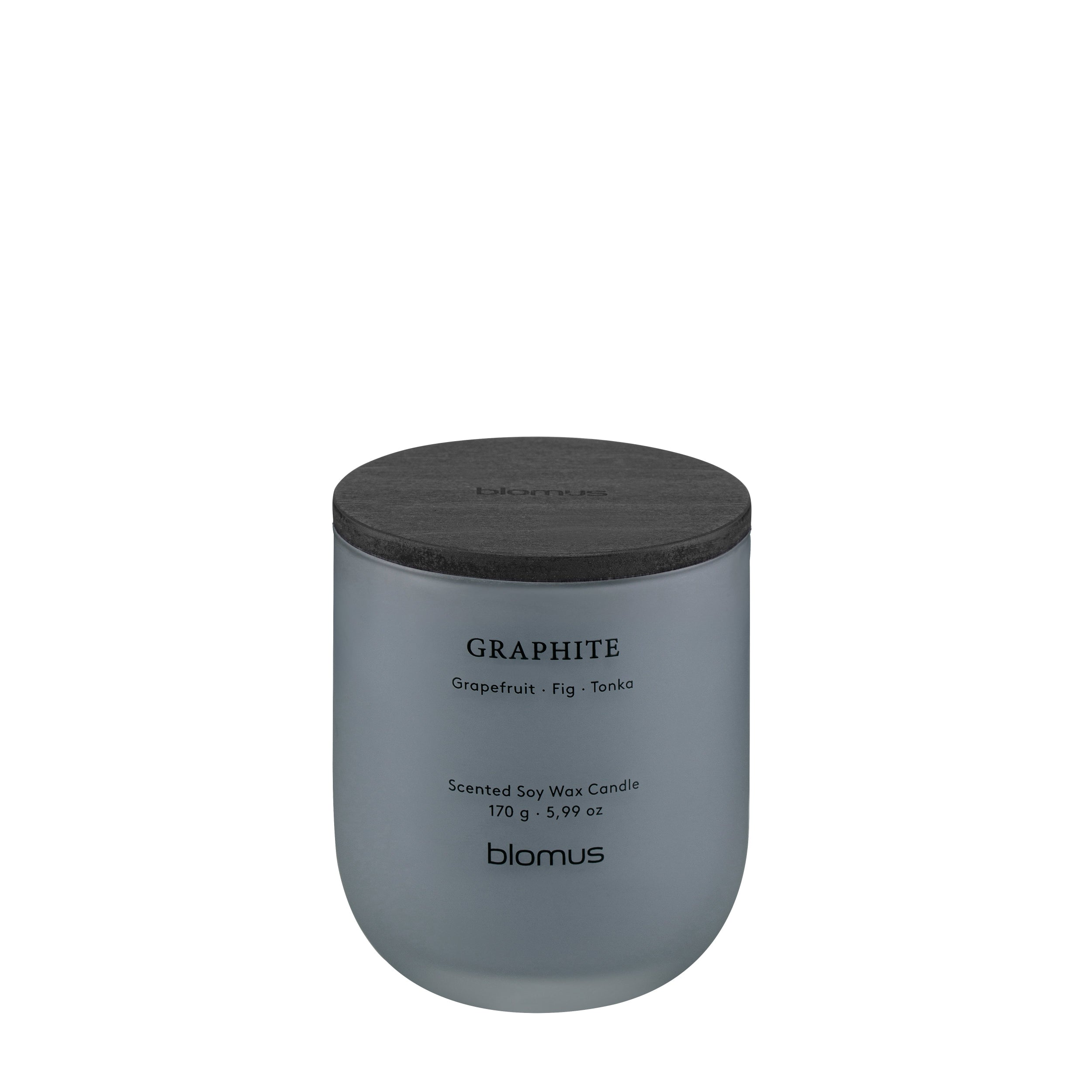 Gray candle with a wooden lid on a white background