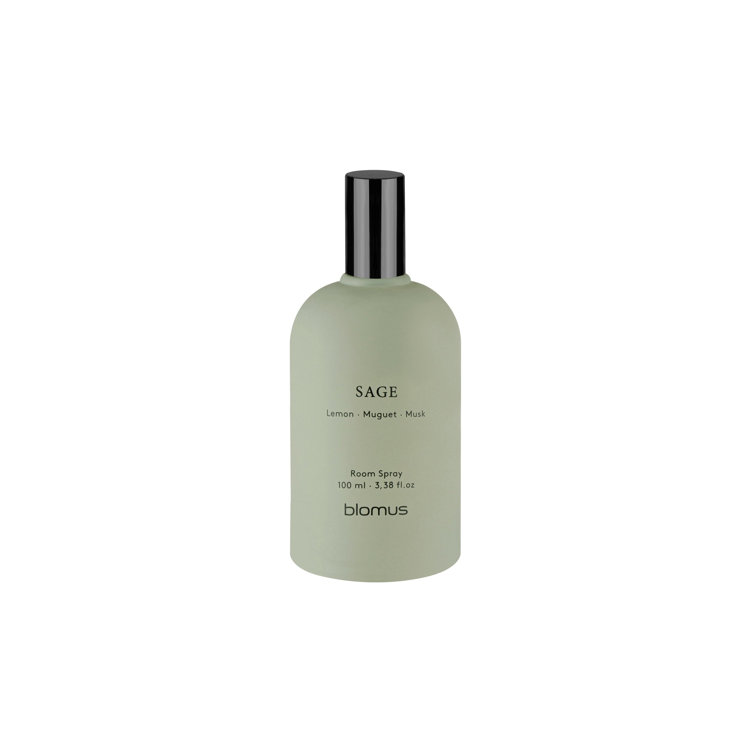 Room spray bottle labeled 'SAGE' by blamus on a white background