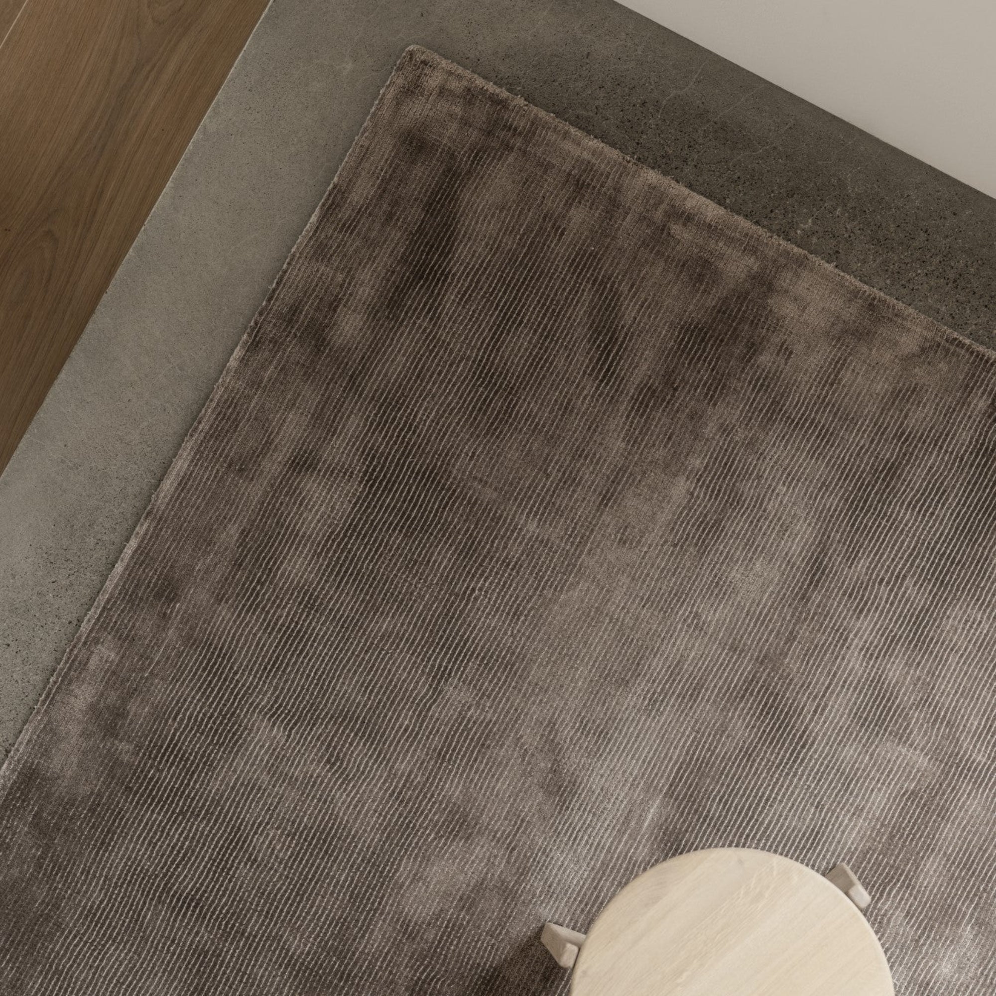blomus VISCA viscose area rug overhead view