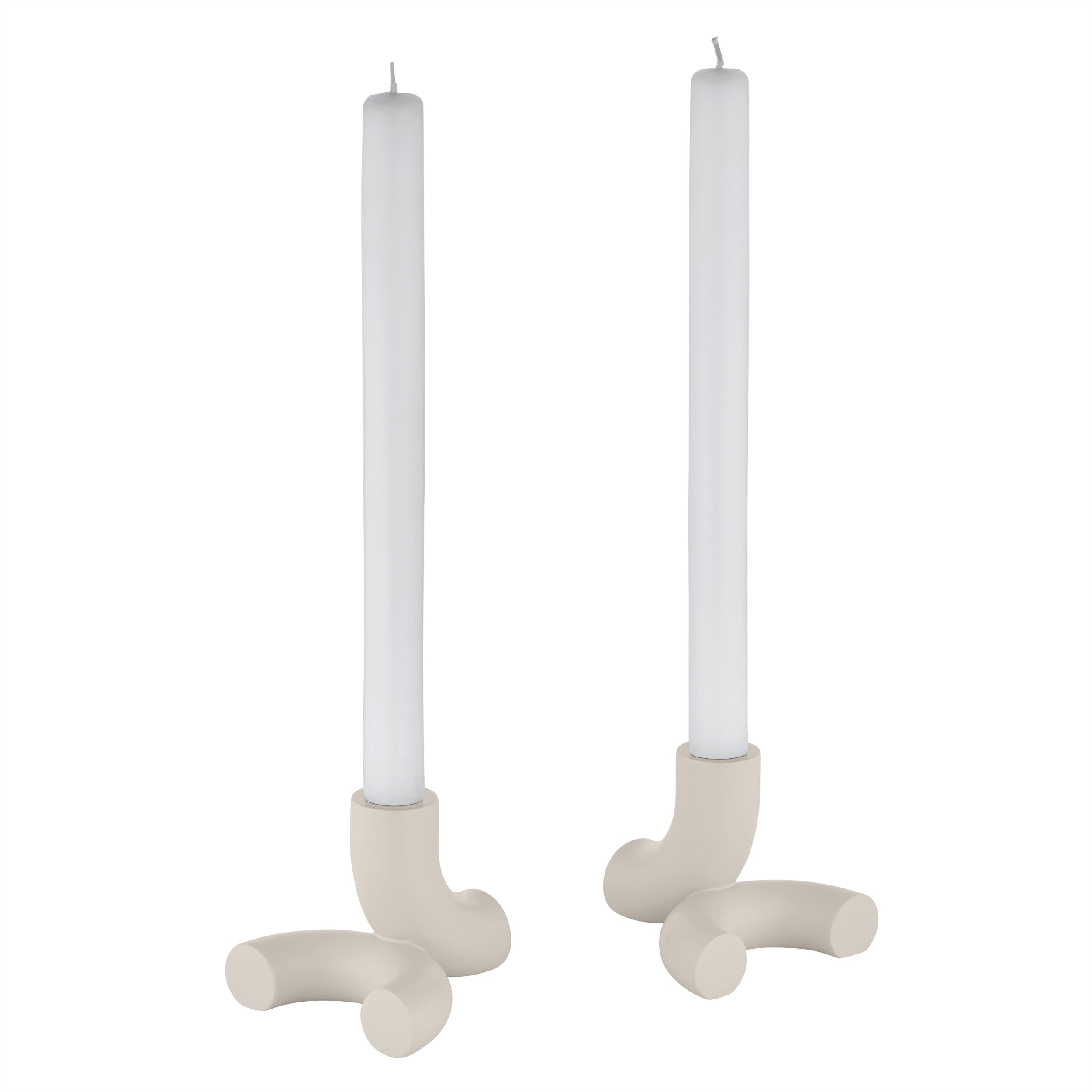 blomus DOODLE Modern Ceramic Taper Candle Holder - Geometric Design - Set of 2 