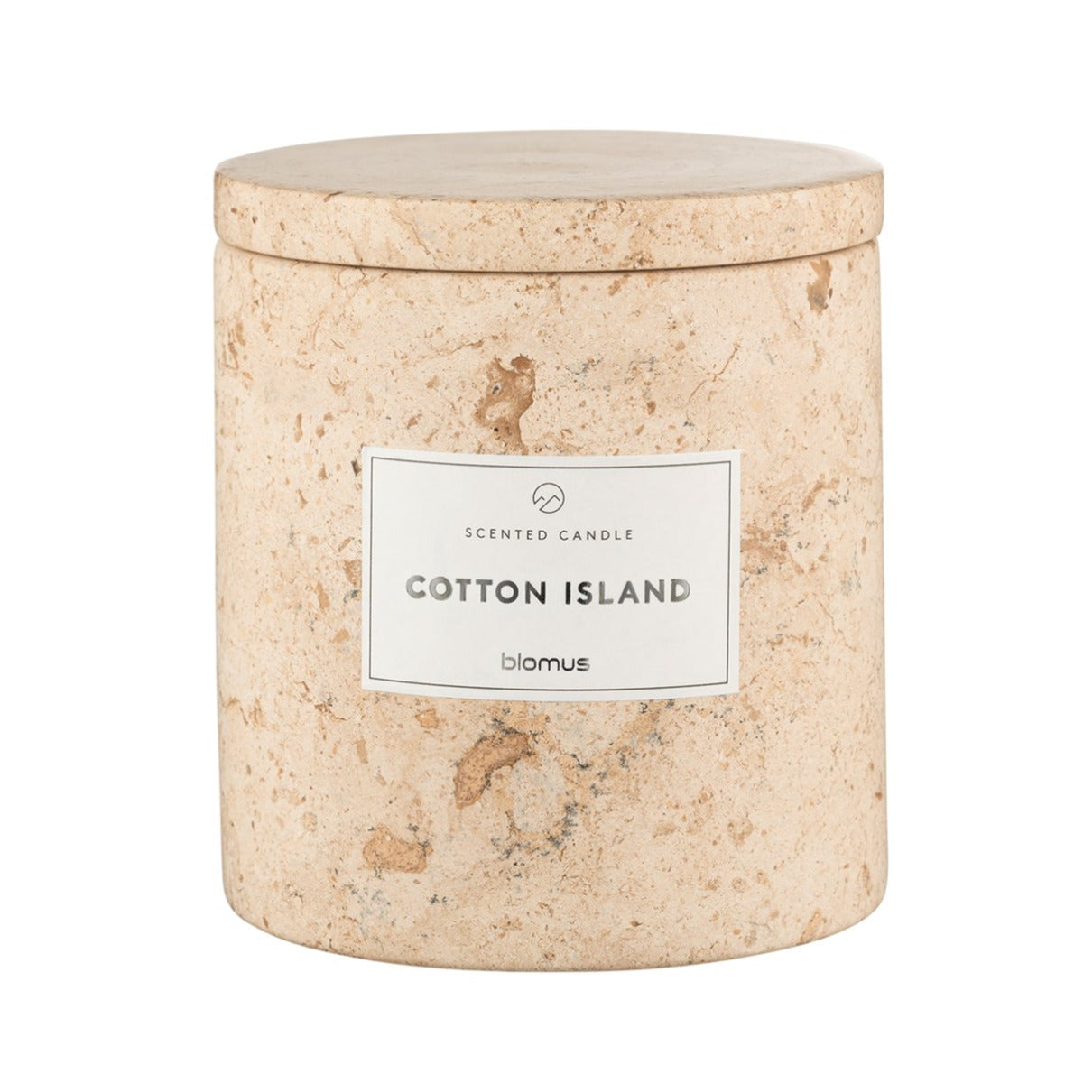 blomus FRABLI Scented Jar Candle with Luxurious Travertine Container - Soy Wax and Natural Oil Fragrance