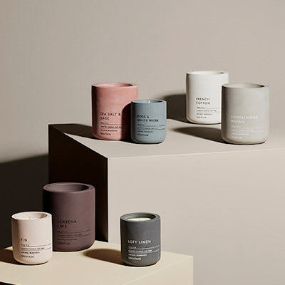 FRAGA Scented Jar Candle with Concrete Container Set of Large and Small - Soy Wax and Natural Oil Fragrance