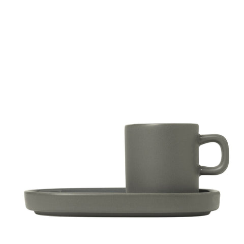 spresso Cups with Trays - PILAR Pewter - Side View