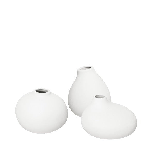 Blomus ブロムス　DROP VASE 花瓶 ガラス セット NONA Porcelain Sculptural Mini Vases with Organic Soft Curves - Set of