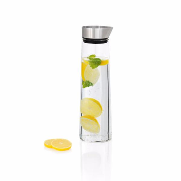 blomus ACQUA Glass Water Carafe with Stainless Steel Pourer – Hand Blown Modern Water Pitcher
