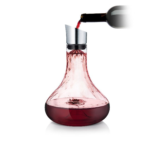 blomus ALPHA Wine Decanter with Aerator & Pourer – Hand Blown Glass & Stainless Steel Luxury Wine Accessory
