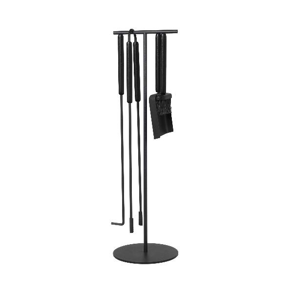 blomus ASHI Fireplace Tool Set and Stand with Magnetic Attachment - 3-Piece with Wood Accents