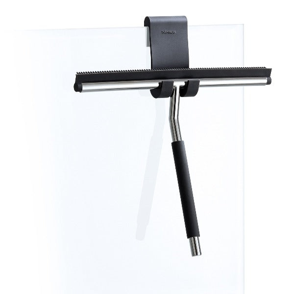 blomus LAVEA Bathroom Shower Squeegee and Brush with Hanger - Stainless Steel and Silicone