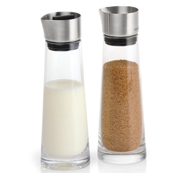 blomus MACCHIATO Sugar and Creamer Set – Contemporary Glass and Stainless Coffee Serving Set