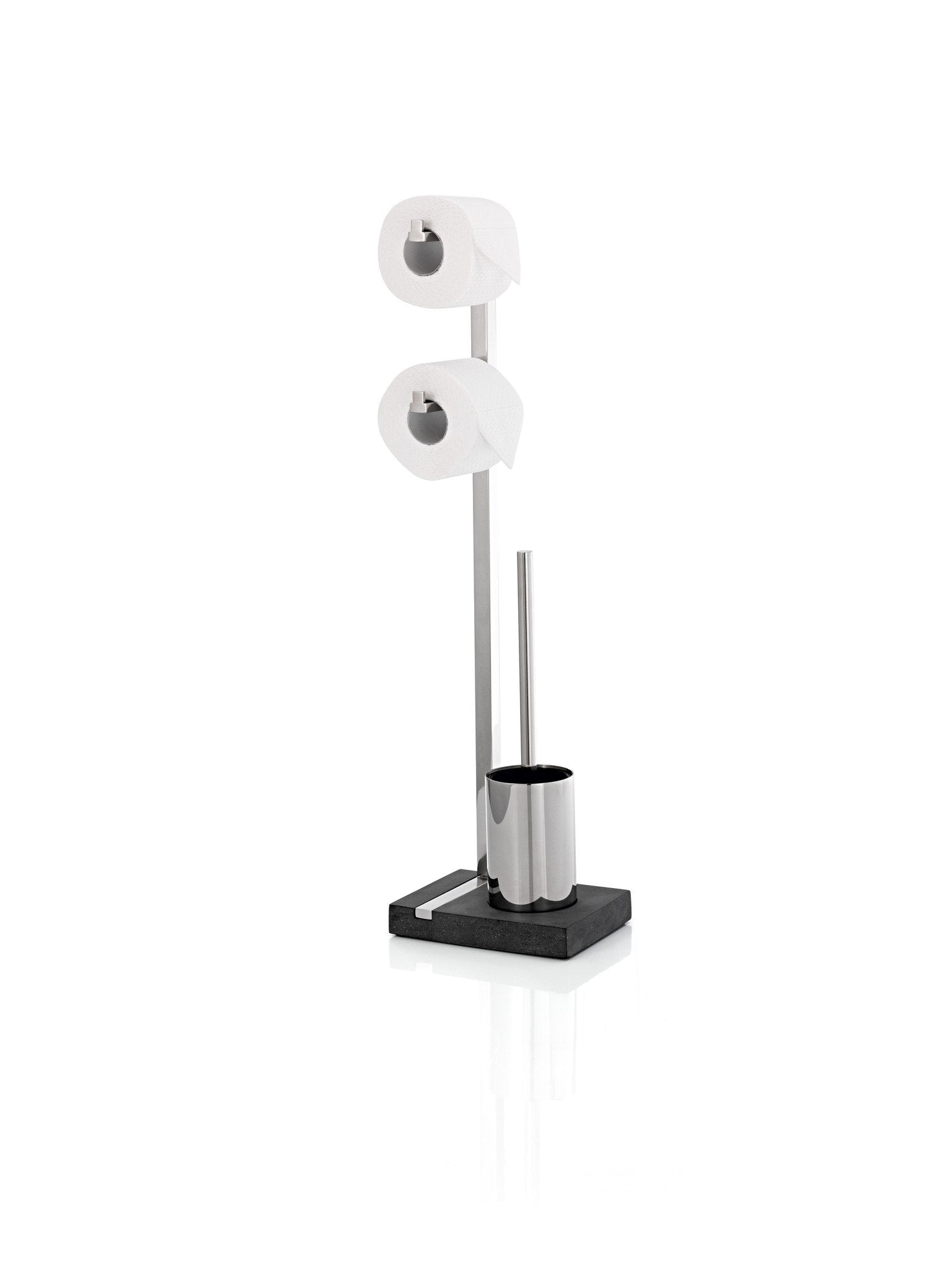 blomus MENOTO Freestanding Multi Roll Toilet Paper Holder with Toilet Brush and Holder - Polished Stainless
