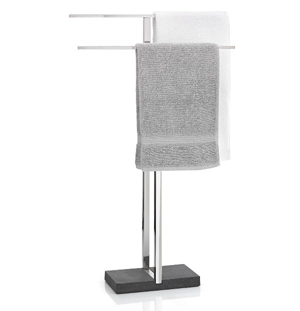 blomus MENOTO Modern Freestanding Towel Rack with Heavy Polystone Base - Polished Stainless