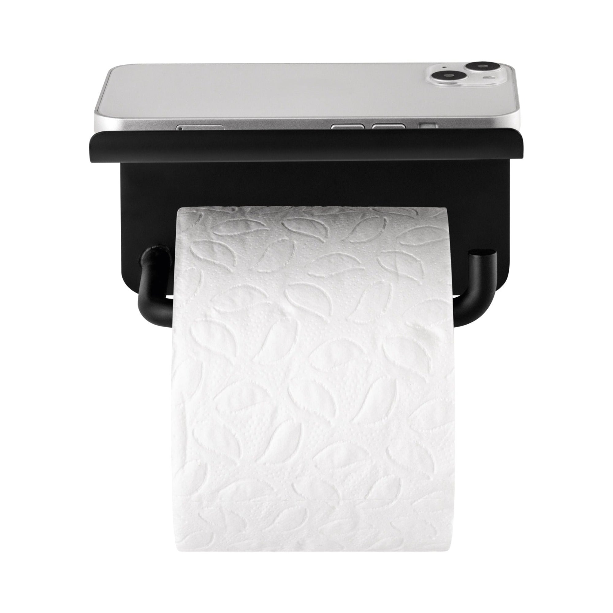 blomus MODO Ti-Coated Stainless Steel Wall Mounted Toilet Paper Holder with Tray - Industrial Modern Décor - Black