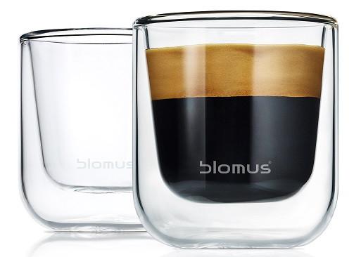 blomus NERO Modern Double Wall Espresso Glass Set of 2 - 3 Fluid Ounces 