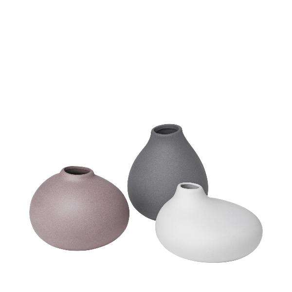 blomus NONA Porcelain Sculptural Mini Vases with Organic Soft Curves - Set of 3