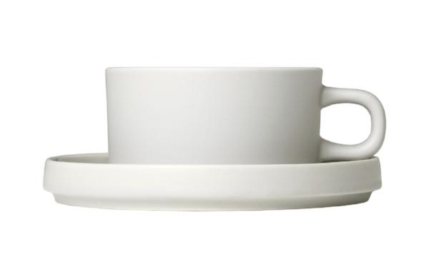 blomus PILAR Modern Stoneware Tea Cups with Saucers - Dishware Tea Service Set of 2